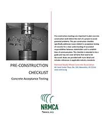 NRMCA Pre-Construction Checklist – Concrete Acceptance Testing