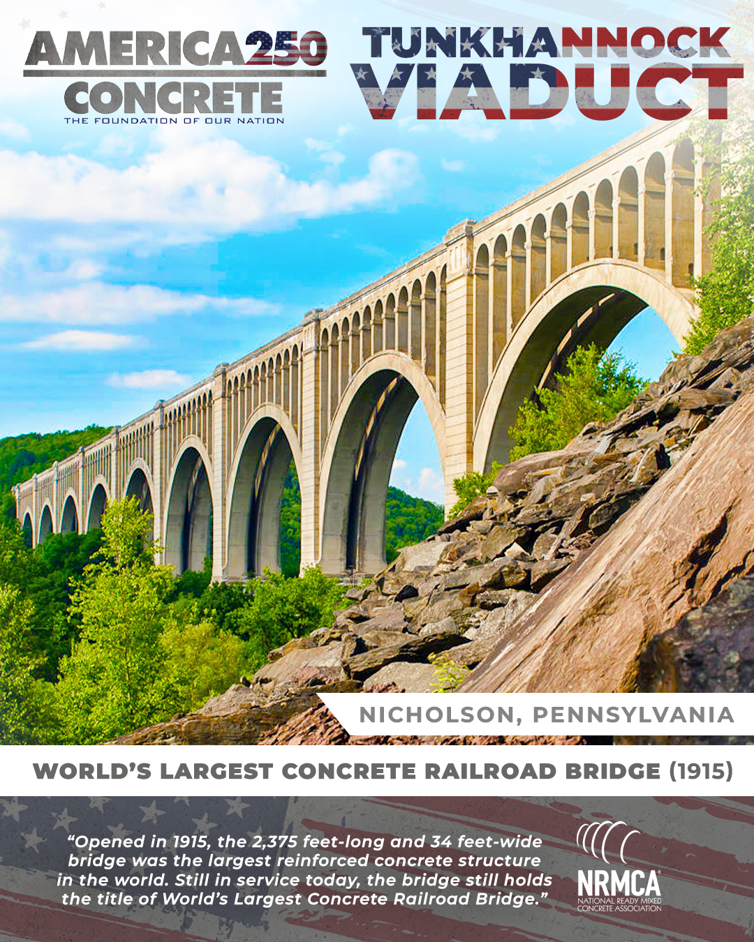 Tunkhannock Creek Viaduct (Nicholson Bridge) — the world's largest concrete railroad bridge, Nicholson, Pennsylvania